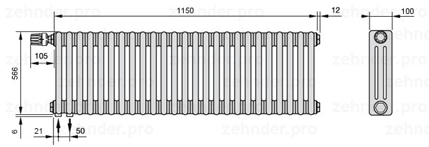 Zehnder Charleston 3057/25 TL радиатор отопления