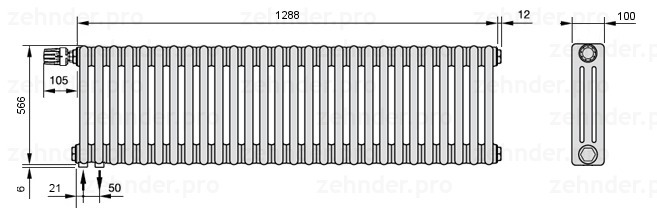 Zehnder Charleston 3057/28 TL радиатор отопления