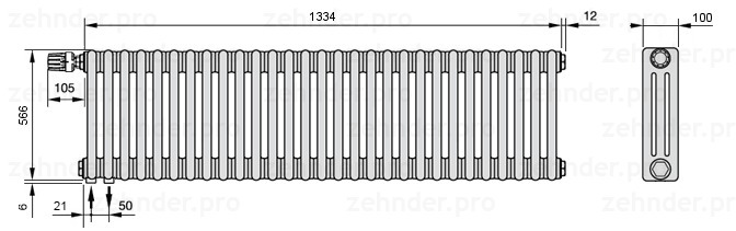 Zehnder Charleston 3057/29 TL радиатор отопления