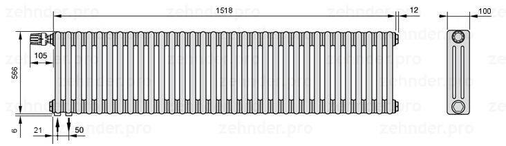Zehnder Charleston 3057/33 TL радиатор отопления