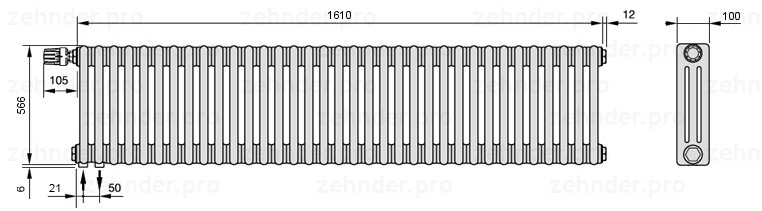 Zehnder Charleston 3057/35 TL радиатор отопления