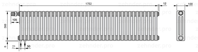 Zehnder Charleston 3057/37 TL радиатор отопления