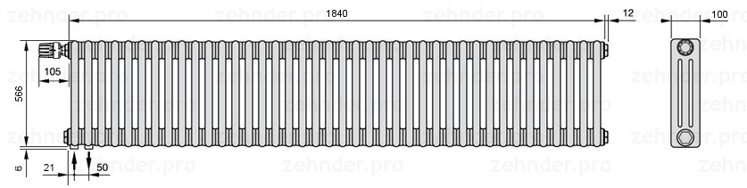 Zehnder Charleston 3057/40 TL радиатор отопления
