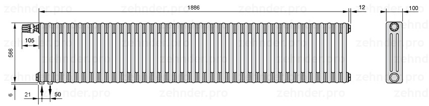 Zehnder Charleston 3057/41 TL радиатор отопления