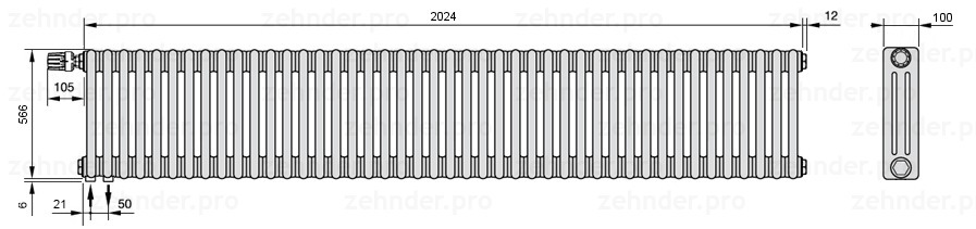 Zehnder Charleston 3057/44 TL радиатор отопления