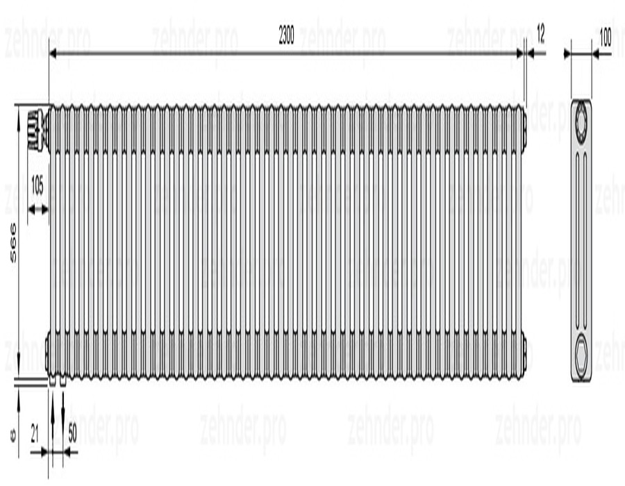 Zehnder Charleston 3057/50 TL радиатор отопления