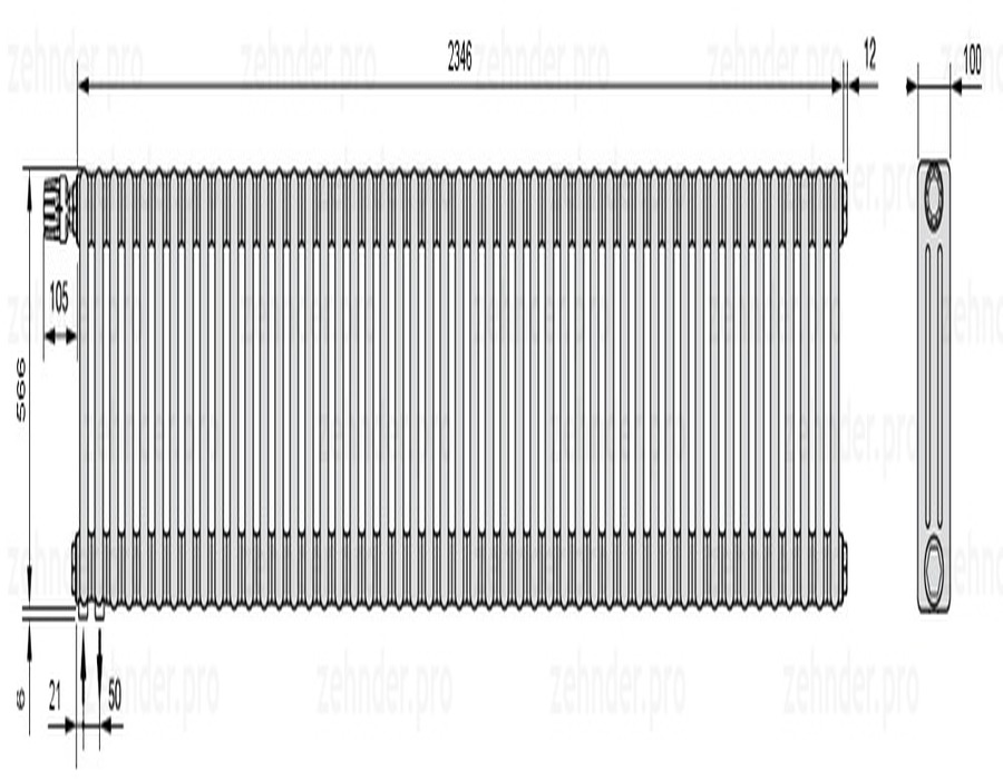 Zehnder Charleston 3057/51 TL радиатор отопления