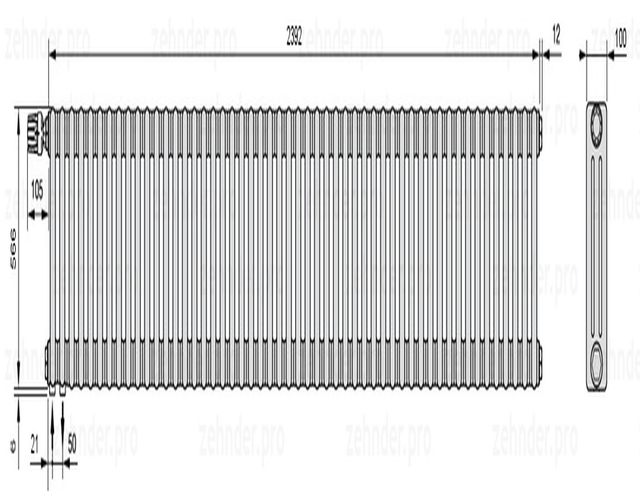Zehnder Charleston 3057/52 TL радиатор отопления