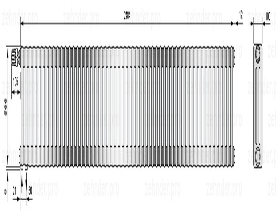 Zehnder Charleston 3057/54 TL радиатор отопления