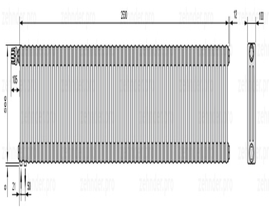 Zehnder Charleston 3057/55 TL радиатор отопления