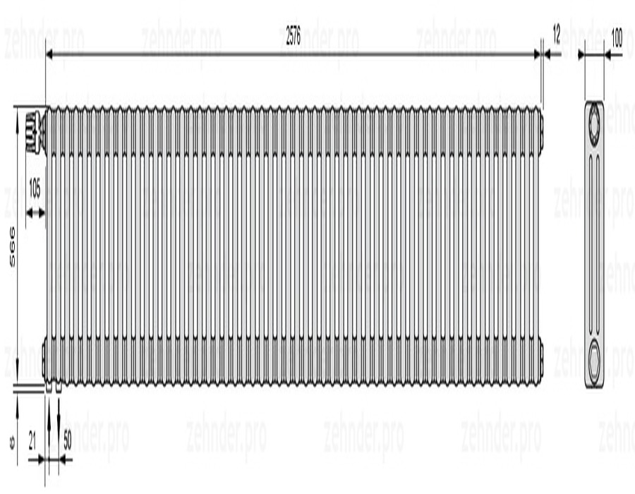 Zehnder Charleston 3057/56 TL радиатор отопления