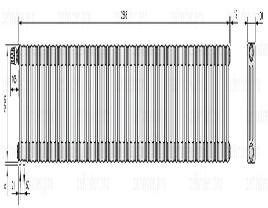 Zehnder Charleston 3057/58 TL радиатор отопления