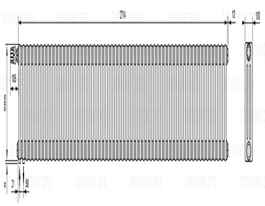 Zehnder Charleston 3057/59 TL радиатор отопления