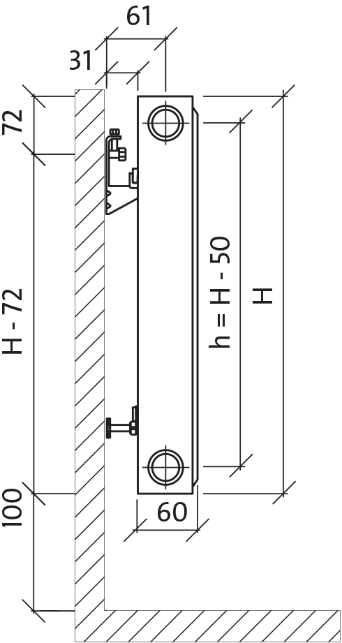 Purmo CV11 400x600 - 562 Вт стальной панельный радиатор Тип 11