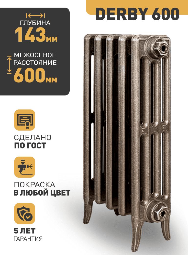RETROstyle Derby 600 1 секция чугунный радиатор