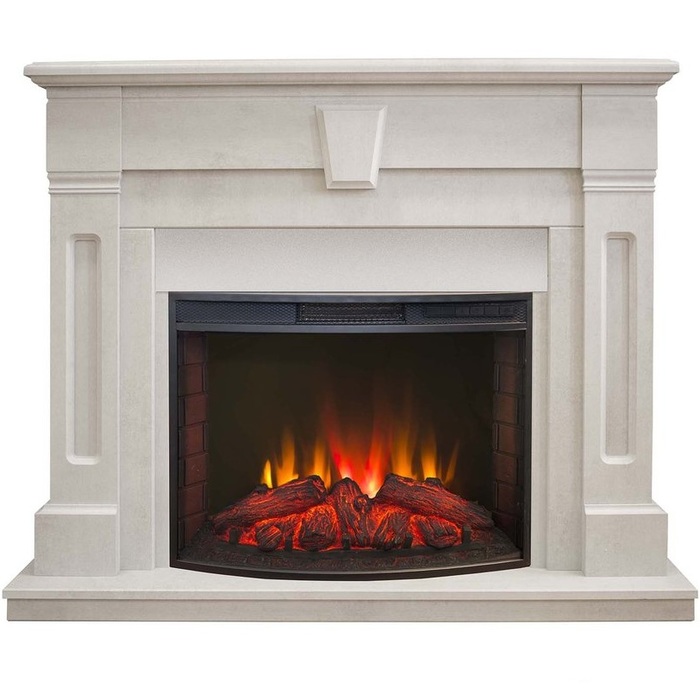 Real-Flame Kellie 25,5/26 WT с очагом Evrika 25,5 LED стильный электрокамин со звуковым эффектом