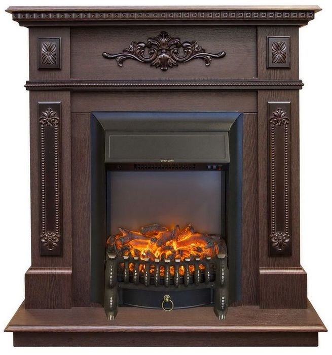 Real-Flame Lilian STD/EUG DN с очагами Fobos s Lux BL/BR, Majestic s Lux BL/BR для гостинной электрокамин темный