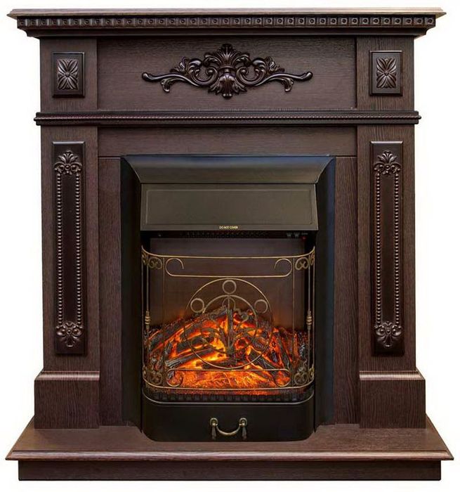Real-Flame Lilian STD/EUG DN с очагами Fobos s Lux BL/BR, Majestic s Lux BL/BR для гостинной электрокамин темный