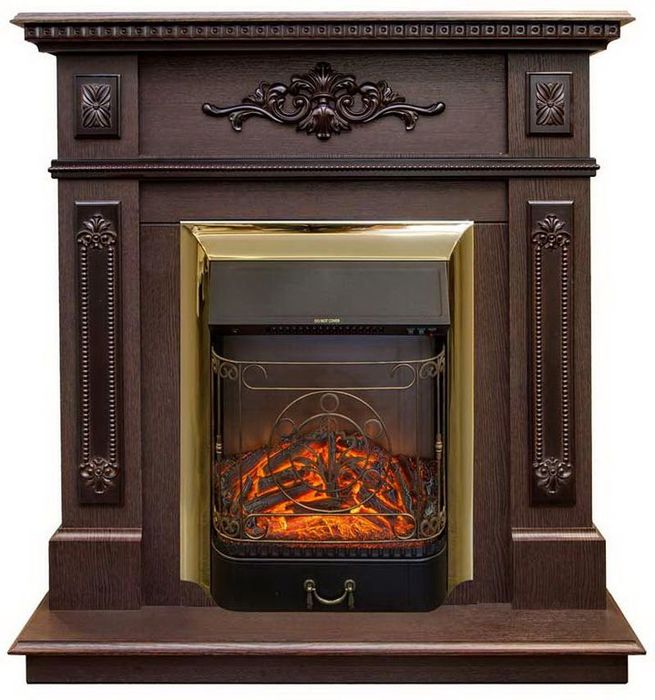 Real-Flame Lilian STD/EUG DN с очагами Fobos s Lux BL/BR, Majestic s Lux BL/BR для гостинной электрокамин темный