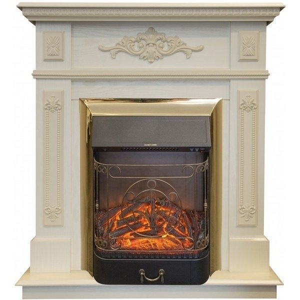 Real-Flame Lilian STD/EUG WT с очагами Fobos s Lux BL/BR, Majestic s Lux BL/BR светлый уютный электрокамин