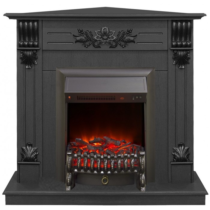 Real-Flame Ottawa STD/EUG DN с очагами Fobos s Lux BL/BR, Majestic s Lux BL/BR  с лампами накаливания камин в офис