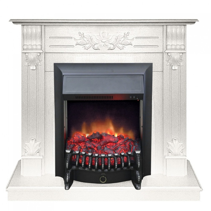 Real-Flame Ottawa STD/EUG WT с очагами Fobos s Lux BL/BR, Majestic s Lux BL/BR прочный комплект электрического камина
