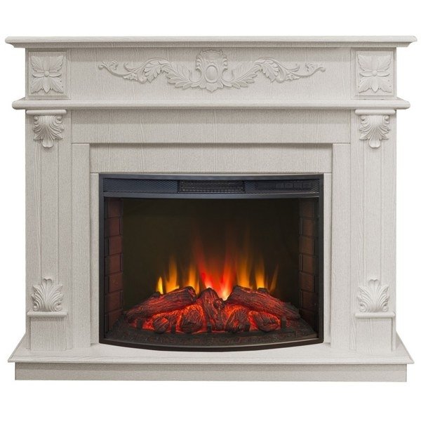 Real-Flame Philadelphia 25,5/26 WT с очагом Evrika 25,5 LED светлый оттенок каминный комплект