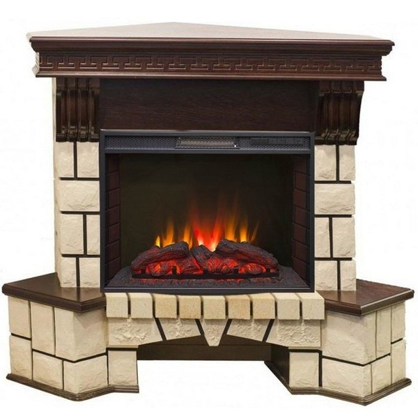 Real-Flame Stone Corner 25/25,5 с очагом Sparta 25,5 LED угловой электрический камин для квартиры