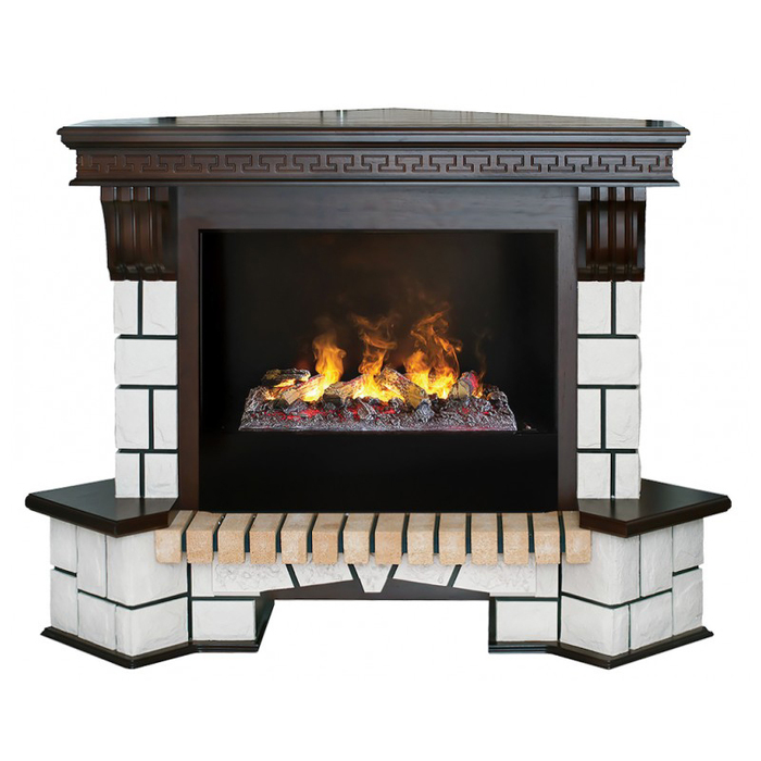 Real-Flame Stone Corner 26/HL AO (DN) с очагом 3D Cassette 630 (Black вставка) электрокамин с широким очагом 3D