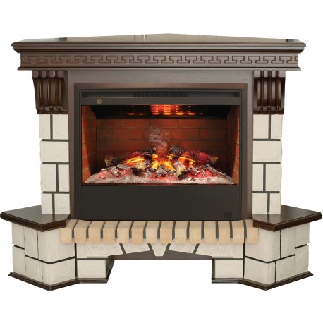 Real-Flame Stone Corner 26/HL AO с очагом 3D Helios 26 в кабинет угловая модель электрокамина