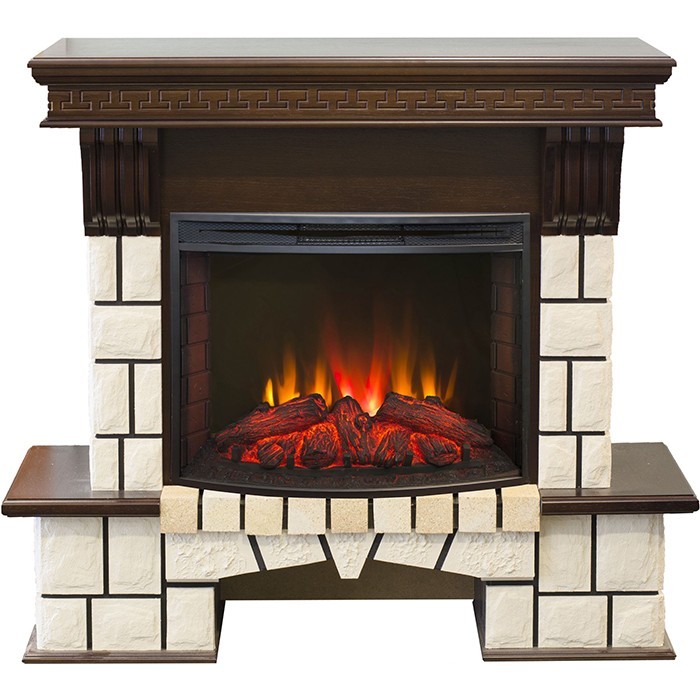 Real-Flame Stone 25/25,5 с очагом Evrika 25,5 LED шпон электрокамин с термостатом