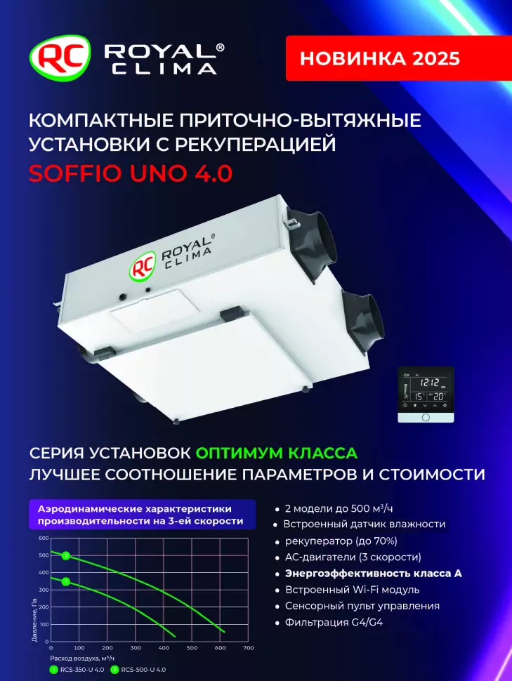 Royal Clima RCS-500-U 4.0 приточно-вытяжная установка