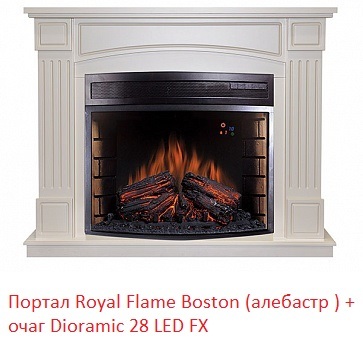 Royal Flame Dioramic 28 LED FX с панорамным стеклом полукруглый электроочаг