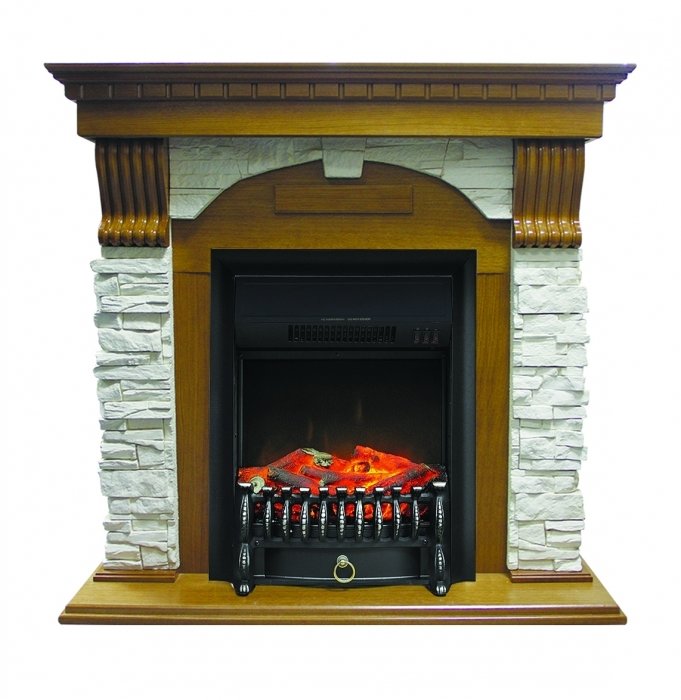 Royal Flame Dublin арочный сланец белый с очагом Fobos (Дуб) электрокамин с классическим очагом 2D