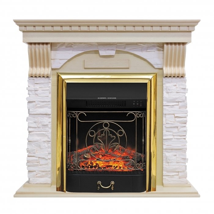 Royal Flame Dublin арочный сланец крем с очагом Majestic (Слоновая кость) электрокамин с классическим очагом 2D
