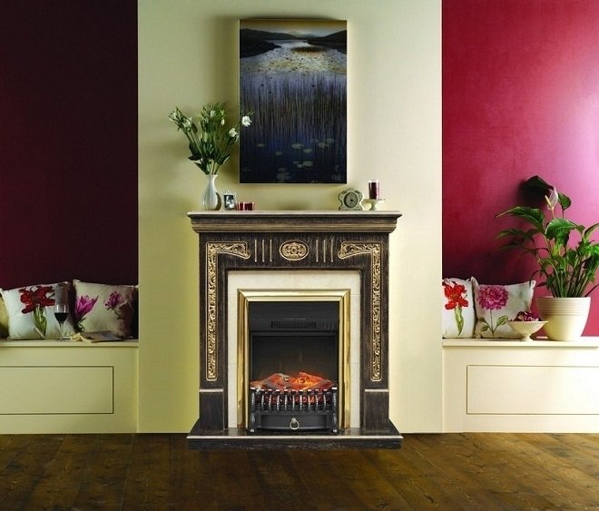 Royal Flame Fobos FX Brass с обогревом вертикальный очаг электрокамина