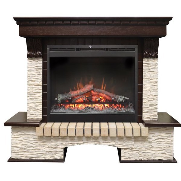Royal Flame Pierre Luxe мелкий слан. беж. под очаг Jupiter FX New Темный дуб широкий портал