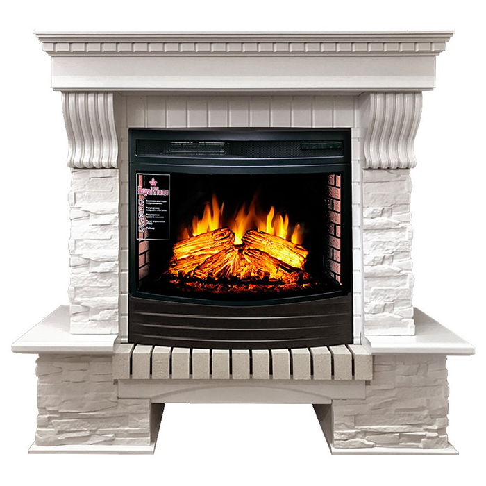 Royal Flame Pierre Luxe сланец белый с очагом Dioramic 25 FX электрокамин с широким очагом 2D