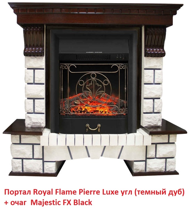 Royal Flame Pierre Luxe угл. под классический очаг (Темный дуб) угловой классический портал