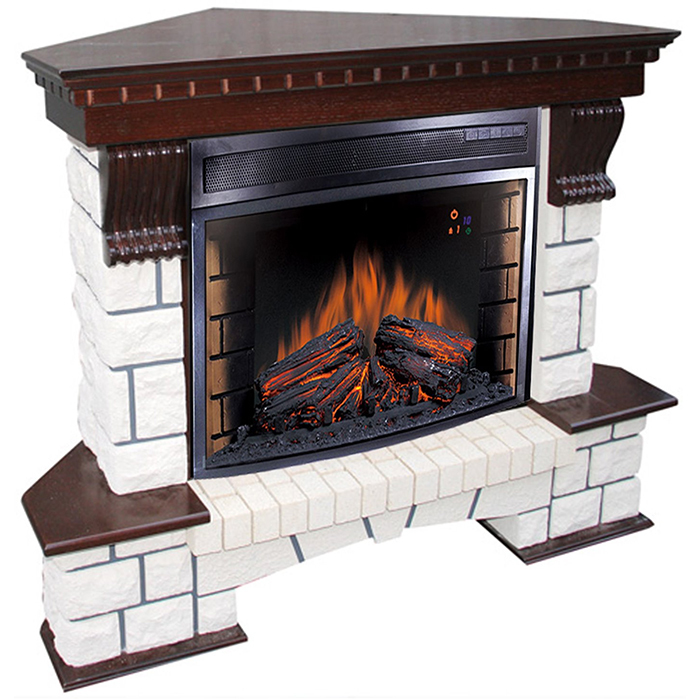 Royal Flame Pierre Luxe угл. с очагом Dioramic 28 LED FX (Темный дуб) электрокамин с широким очагом 2D