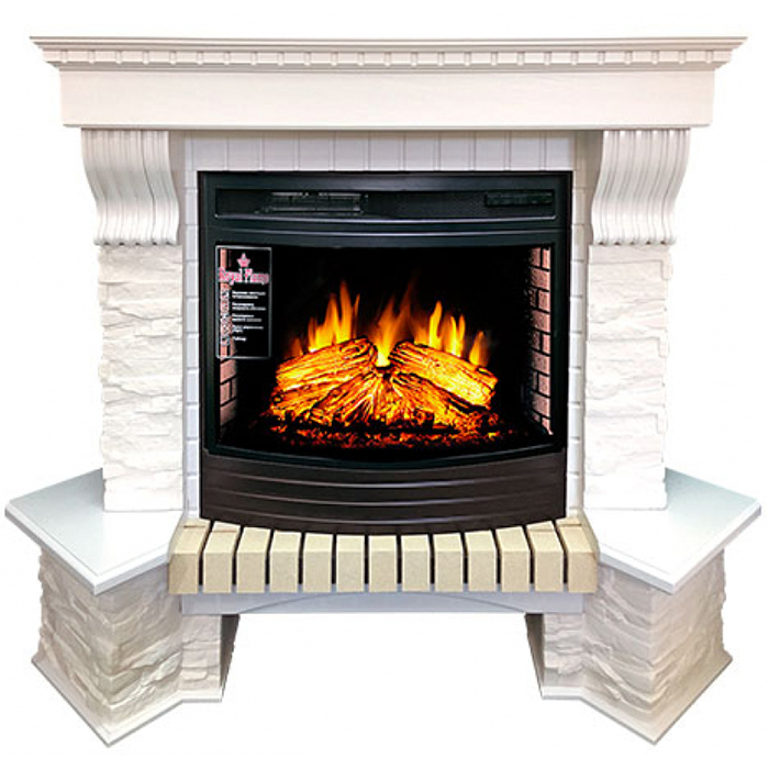 Royal Flame Pierre Luxe угл сланец белый с очагом Dioramic 25 FX электрокамин с широким очагом 2D