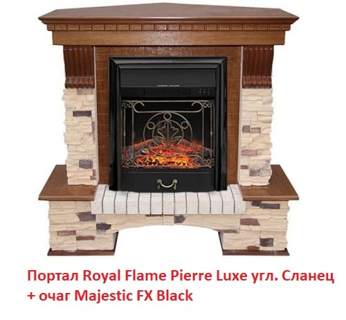 Royal Flame Pierre Luxe угл. Сланец под классический очаг (Темный дуб) угловой классический портал