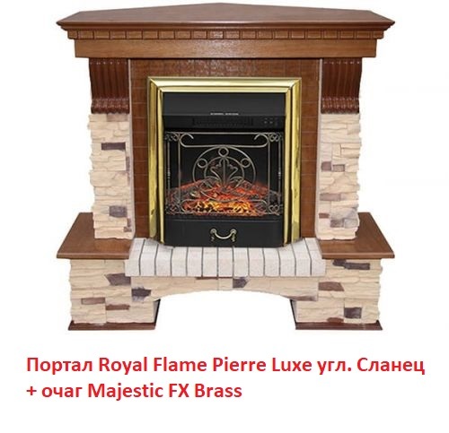 Royal Flame Pierre Luxe угл. Сланец под классический очаг (Темный дуб) угловой классический портал