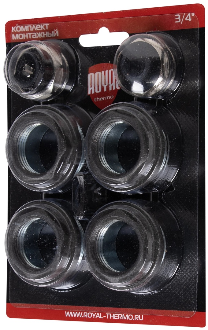 Royal Thermo 1&rdquo;х 3/4" черный набор присоединительный