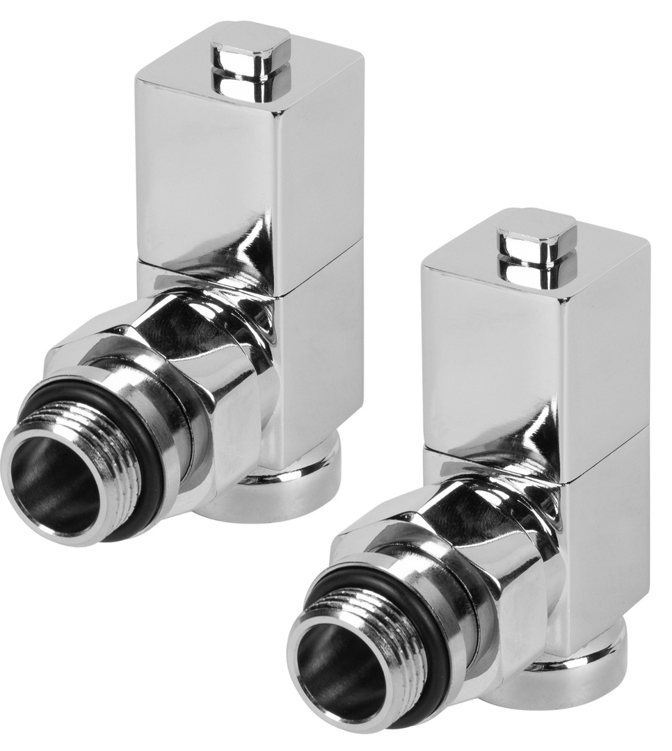 Royal Thermo CUBE, УГЛОВОЙ, (2 шт) хром набор вентелей