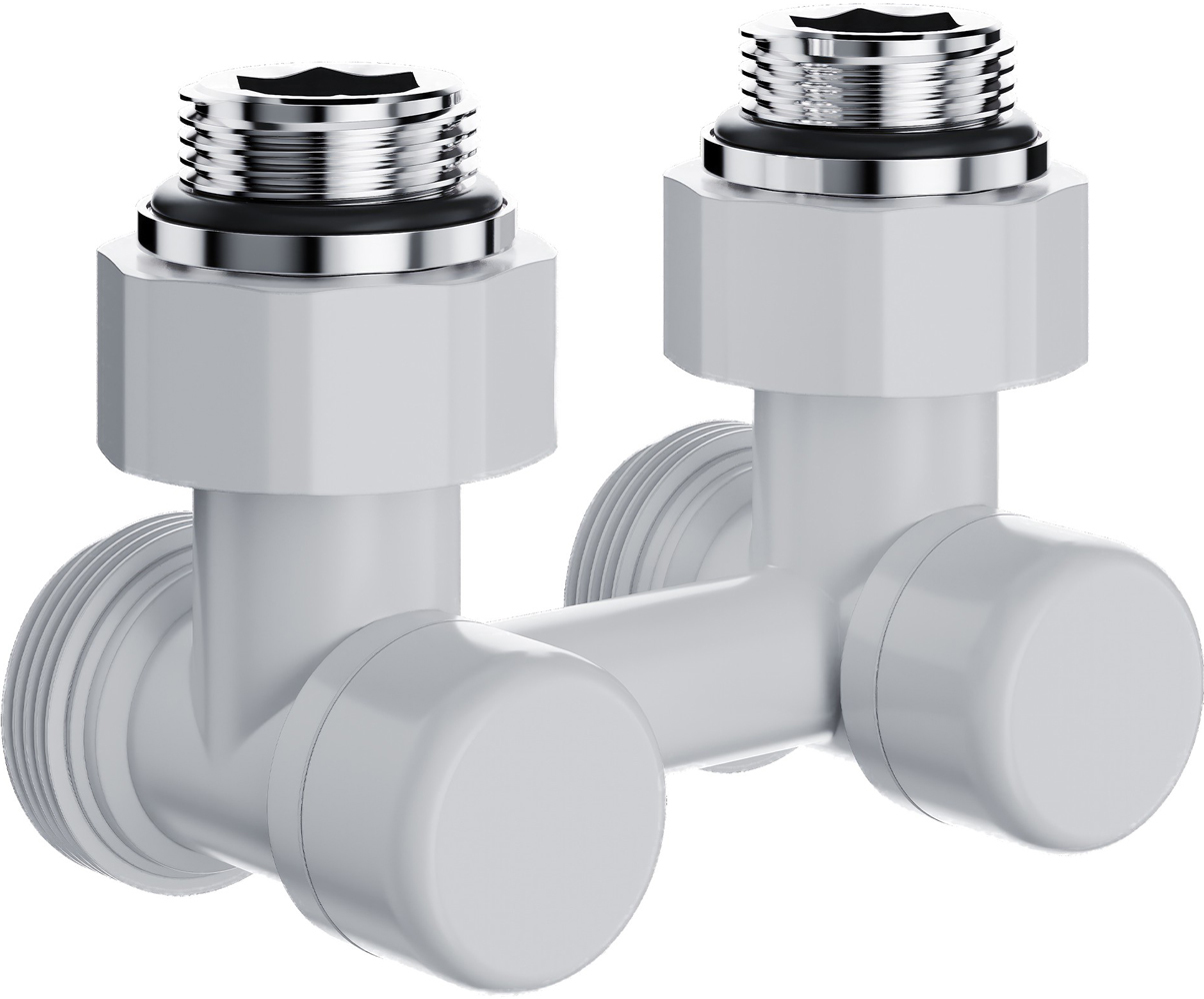 Royal Thermo Design 1/2"х3/4" EK (белый), угловой узел нижнего подключения