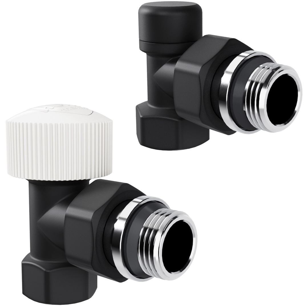 Royal Thermo Design 1/2"М30х1,5 (Черный), угловой набор термостатический