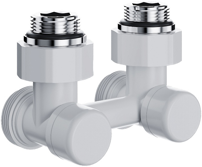 Royal Thermo Design угловой 1/2х3/4 EK (белый) узел нижнего подключения