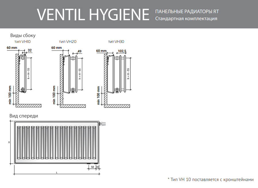 Royal Thermo VENTIL HYGIENE 10-500-800 стальной панельный радиатор Тип 10