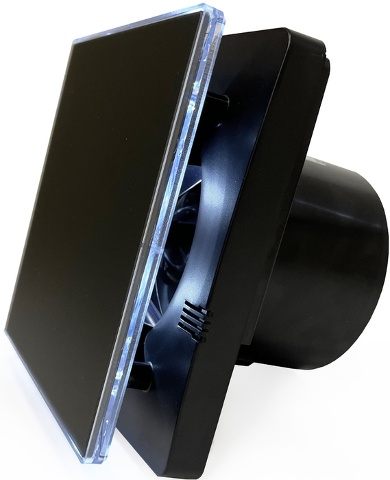 Seicoi SNAD04-01A Matt black glass, LED вытяжка для ванной диаметр 100 мм